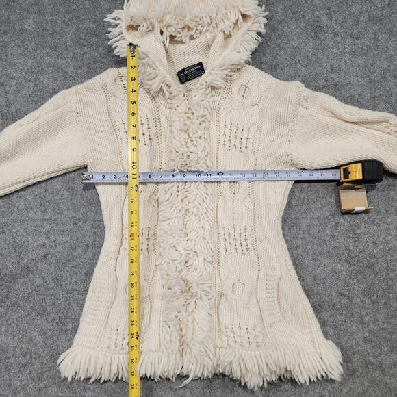 Sisandina Handicrafts Womens L Large? 100% Wool Ecuador Fringe Cardigan Sweater - Picture 7 of 15